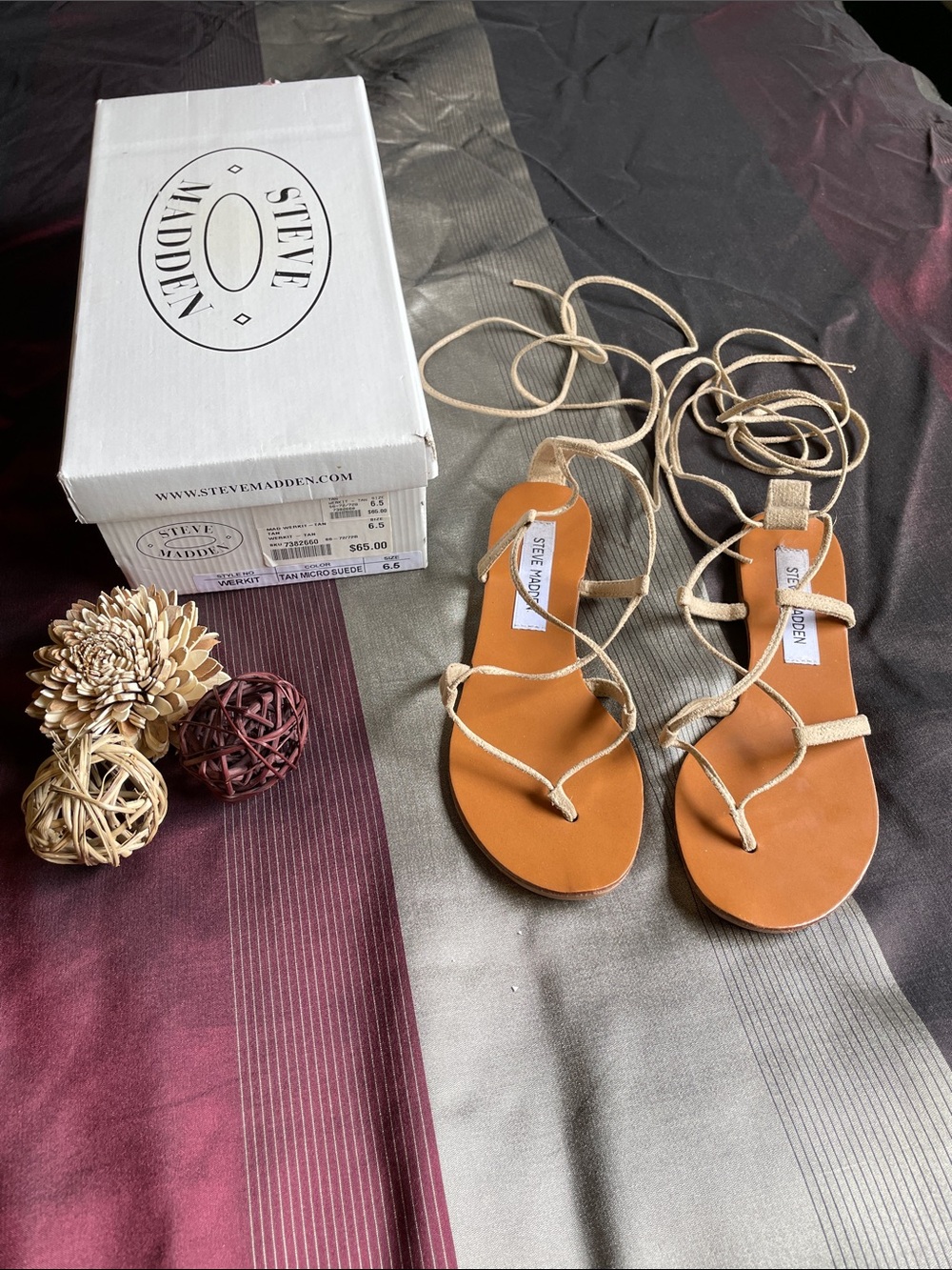 Steve Madden Tan Lace-Up Sandals